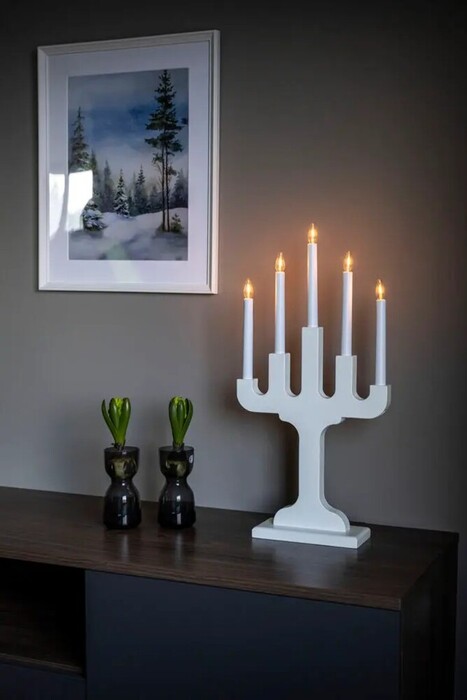 Adventsljusstake 5-armad Vit Konstsmide
